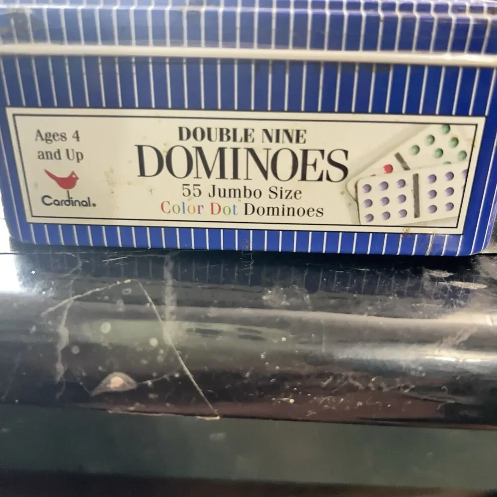 Cardinal Double Nine 55 Color Dot Collectors Dominoes Set Mexican Train Complete